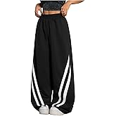 SHENHE Women's Wide Leg Pants Y2K Striped Elastic Waist Stacked Baggy Fashion Sweatpants