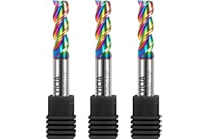 ALYICIA 3pcs 3/8" Tungsten Carbide End Mills for Aluminum & Copper Alloys, 3-Flute DLC Coated Endmills Set CNC Milling Bits - HRC55