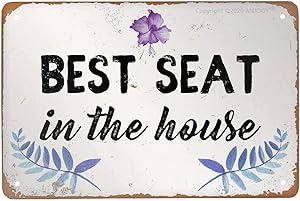 ANJOOY Metal Tin Signs - Best Seat in The House - Farmhouse Rustic Bathroom Decor Wall Sign for Kids Guest Farmhouse Funny Rustic Bathroom Decorations 8