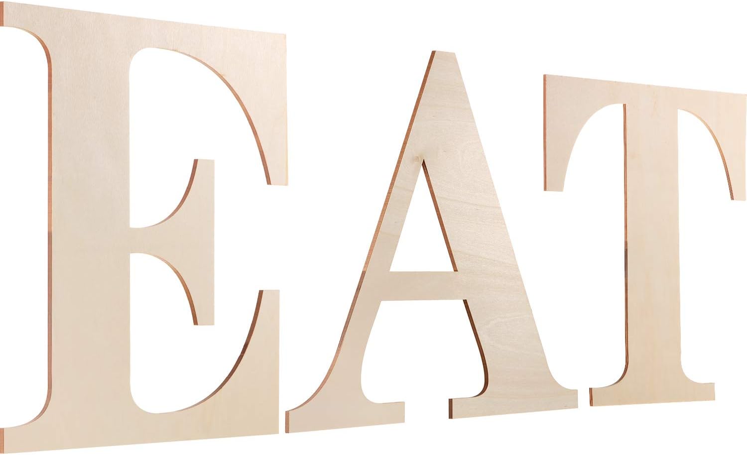 3 Pieces Unfinished Wooden Letters 12 Inch Wooden EAT Letters Cutout Wood Wall Decor Letter Sign for DIY Crafts, Home Decorations Dining Room Decoration
