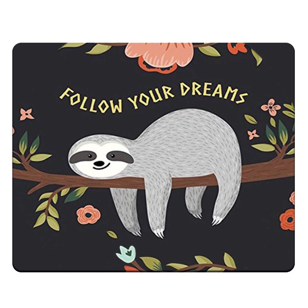 NNAKAPAKA Non-Slip Mouse Pad Rubber Square Mouse Pad Desktop Notebook Computer Mouse Mat for Working and Playing 260 x 210 mm with Stitched Edge medium Sloth Square Sloth