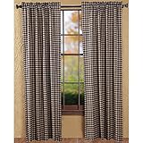 Plaid Panel in Black Window Curtain - Set of 2