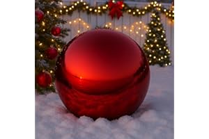Lulu Decor, Red Stainless Steel Gazing Mirror Ball Size 12, Smooth Reflective Shiny Garden Decoration Globe