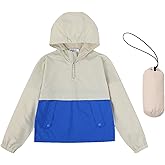 LIONJIE Boys Girls Packable Rain Jacket Lightweight Waterproof Hooded Raincoats Windproof Size 3-12Y