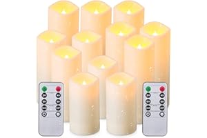 Aamdkcyu Flameless Candles with Remote & 2/4/6/8H Timers, Outdoor Indoor Waterproof Remote Candles Battery Operated, Electric Led Candles 12pcs for Home/Wedding Decor (D 2.2'' x H 4'' 5'' 6'' 7'')