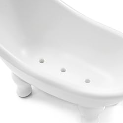 1piece 5.6" White Ceramic Mini Bathtub Soap Dish