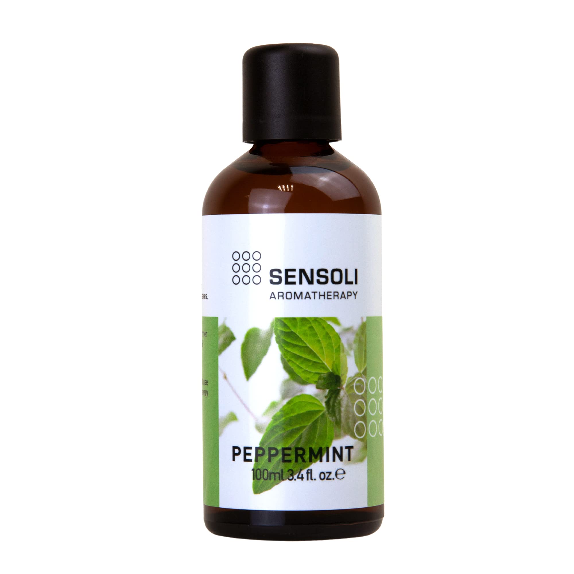 SENSOLI Peppermint Essential Oil 100ml - 100% Pure, Amber Glass Dropper Bottle – Aromatherapy Essential Oil for Diffusers, Massage & DIY Blends