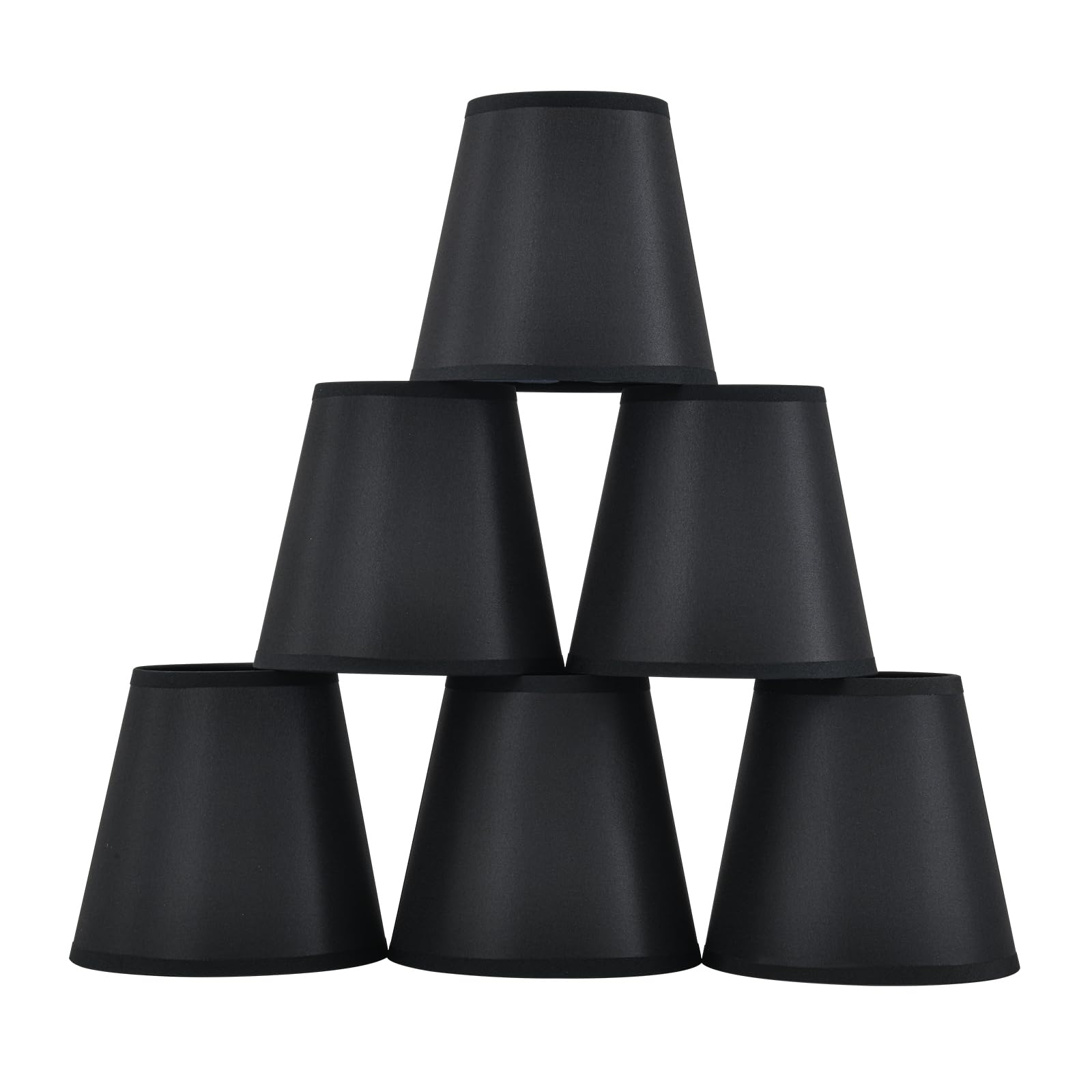 Photo 1 of Set of 6 Clip-on Mini Chandelier Lamp Shades,3.5" x 5.1" x 5.5",Small Barrel,Handmade,Traditional Decorative,Natural Linen Lamp Shade,Modern European Style Bell Shade (Black)