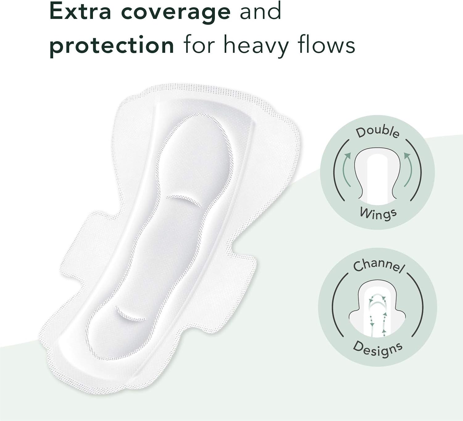 Rael Organic Cotton Cover Sanitary Towels, Heavy Absorbency, Ultra Thin Period Pads with Wings for Women Unscented - Image 3