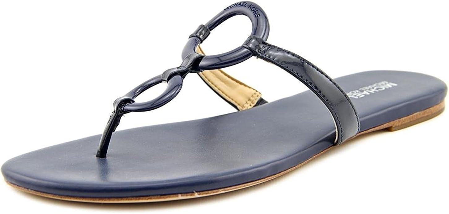 Amazon.com | Michael Michael Kors Claudia Flat Sandal Women US 5.5 Blue | Flip-Flops