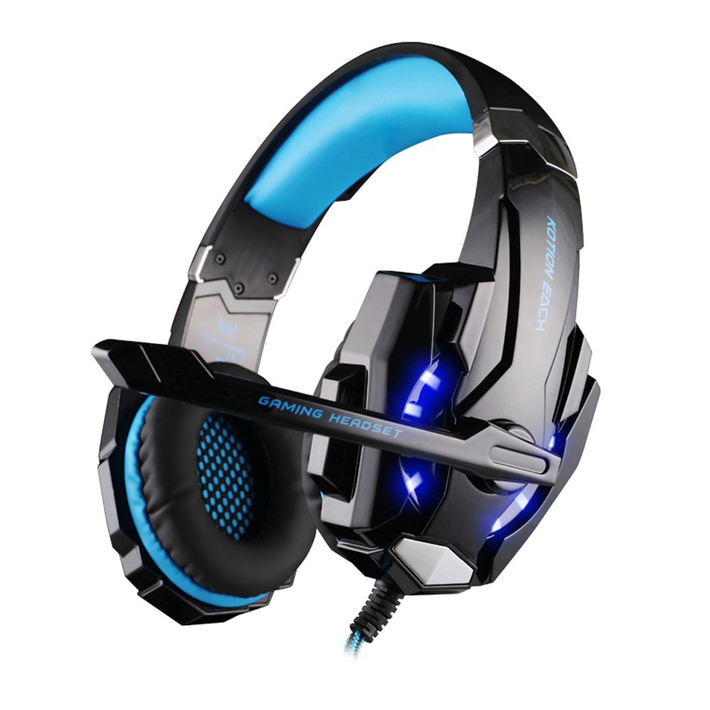KOTION EACH G9000 USB 7.1 Surround Sound Version Game Gaming Headphone Computer Headset Earphone Headband with Microphone LED Light Blue&Black