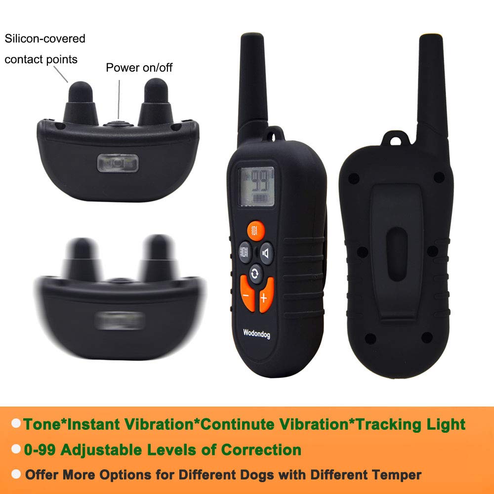 Dog Training Collar Remote – Rechargeable Waterproof Collar Receiver Training Devices with Beep Vibration for All Size Dogs Pet Trainer, Tracking Night Light, 550 Yards Remote Range, Light LCD Screen