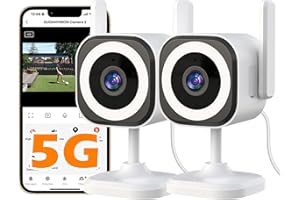 GUOANVISION 5G Outdoor/Indoor Security Camera,1080P Baby Monitor Cameras for Bedroom/Elder/Dog/Pet Camera,IP66 Waterproof,Night Vision, Motion Detection, Alarm Siren, Two-Way Talk, SD/Cloud -2Pack