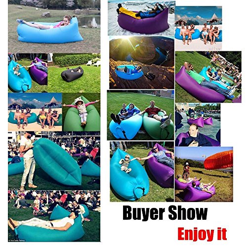 Inflatable Lounger Chair with Travel Bag Air Sofa Bed Hangout for Travling Hiking Camping Pool Beach Party Christmas Gift Bule 94"27"