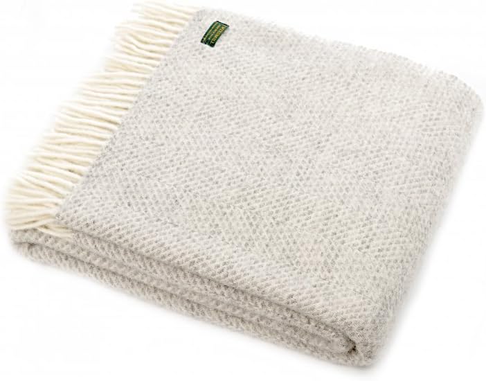 Tweedmill Textiles 100% Pure New Wool Sofa Bed Throw Blanket - Beehive Grey
