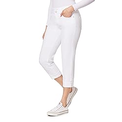 Angels Forever Young Women's Curvy Crop Jeans, White