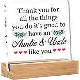 Best Aunt and Uncle Gifts - Gift for Aunt and Uncle - Thank You Gifts for Aunt and Uncle Clear Desk Sign Decor Home Bedroom Desk Decor (4 x 4 Inches)