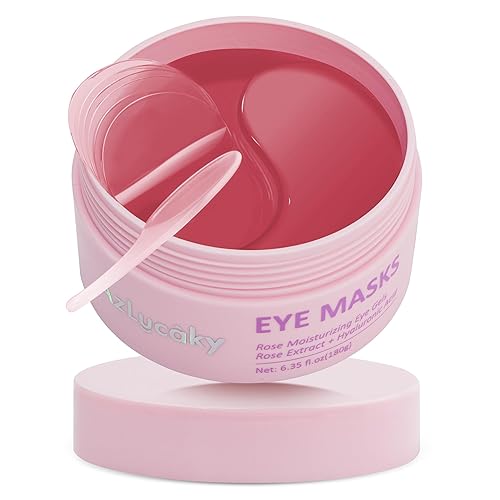 AzLucaky Under Eyes Patches, 40 Pairs Rose Hydrogel Eye Mask for Puffy Eyes and Dark Circles with Rose Essence, Hyaluronic Acid & Niacinamide, Deep Hydrating Eye Treatment for Men & Women
