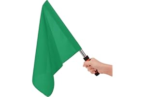 Ylucky Referee Flag Stainless Steel Command Hand Flag Red Signal Flag Sponge Handle Special Patrol Performance Linesman Official Flag for Soccer Volleyball Football Track