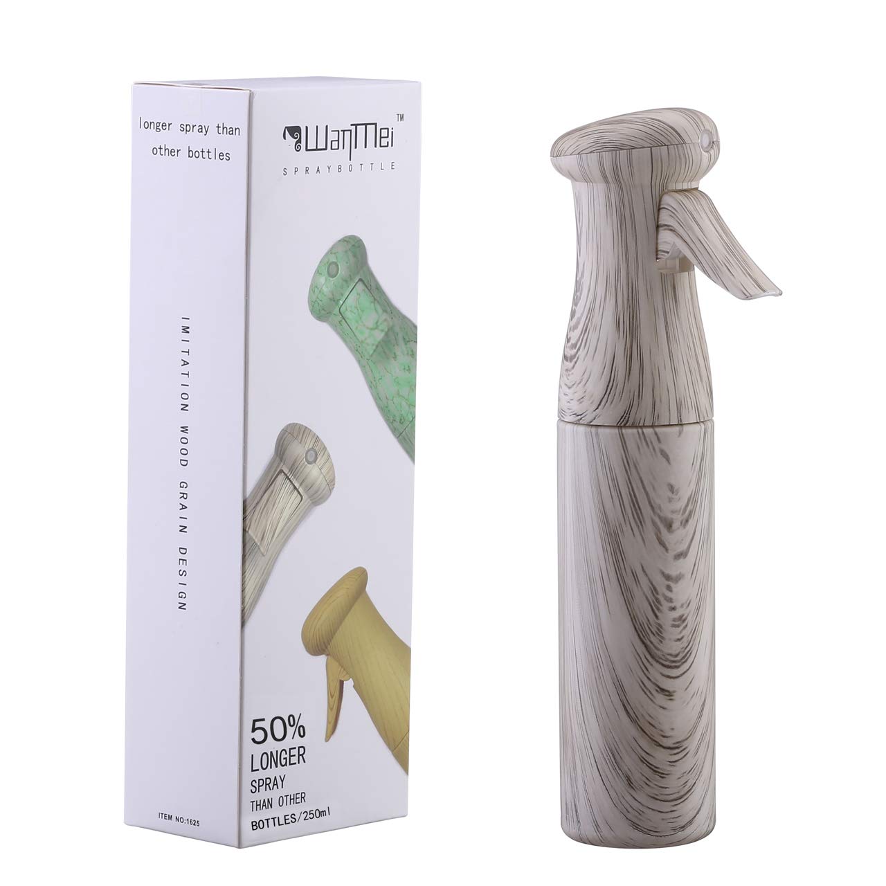 CCbeauty Water Spray Bottle 8.5Oz/250ML Wood Grain Fine Mist Spray Empty Bottle Trigger Atomiser Continue Spray Bottle for Hair,Plants,Stylist Sprayer