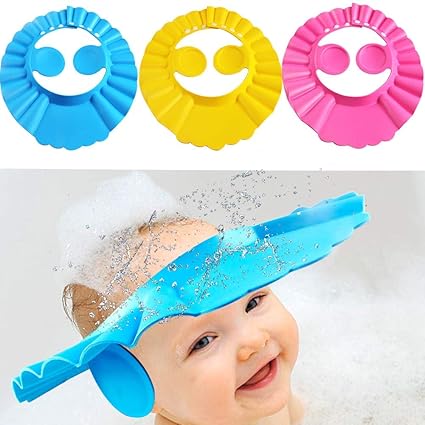 Prakal Baby Shower Shampoo Bath Protection Cap Waterproof Ear Protection Eye Protection 1 Pieces- Soft Cap Adjustable Bathroom Sun Visor Suitable for 0-3-10 Years Old