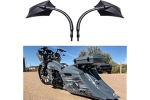 goodfitment - Black Irregular Shape Motorcycle Mirrors,Upgrade Rearview Motorcycle Mirrors With M8 10 Screws Compatible with Harley Yamaha Kawasaki And More