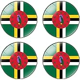 HSQCEZ 4 Pcs Dominica Flag Pin Round 1 Inch, Lapel Pins Souvenir Badge for Hat Clothes Backpack,Dominicans Flag Brooch Accessories Party Favors,Patriotic Pin Accessories for Men/Women