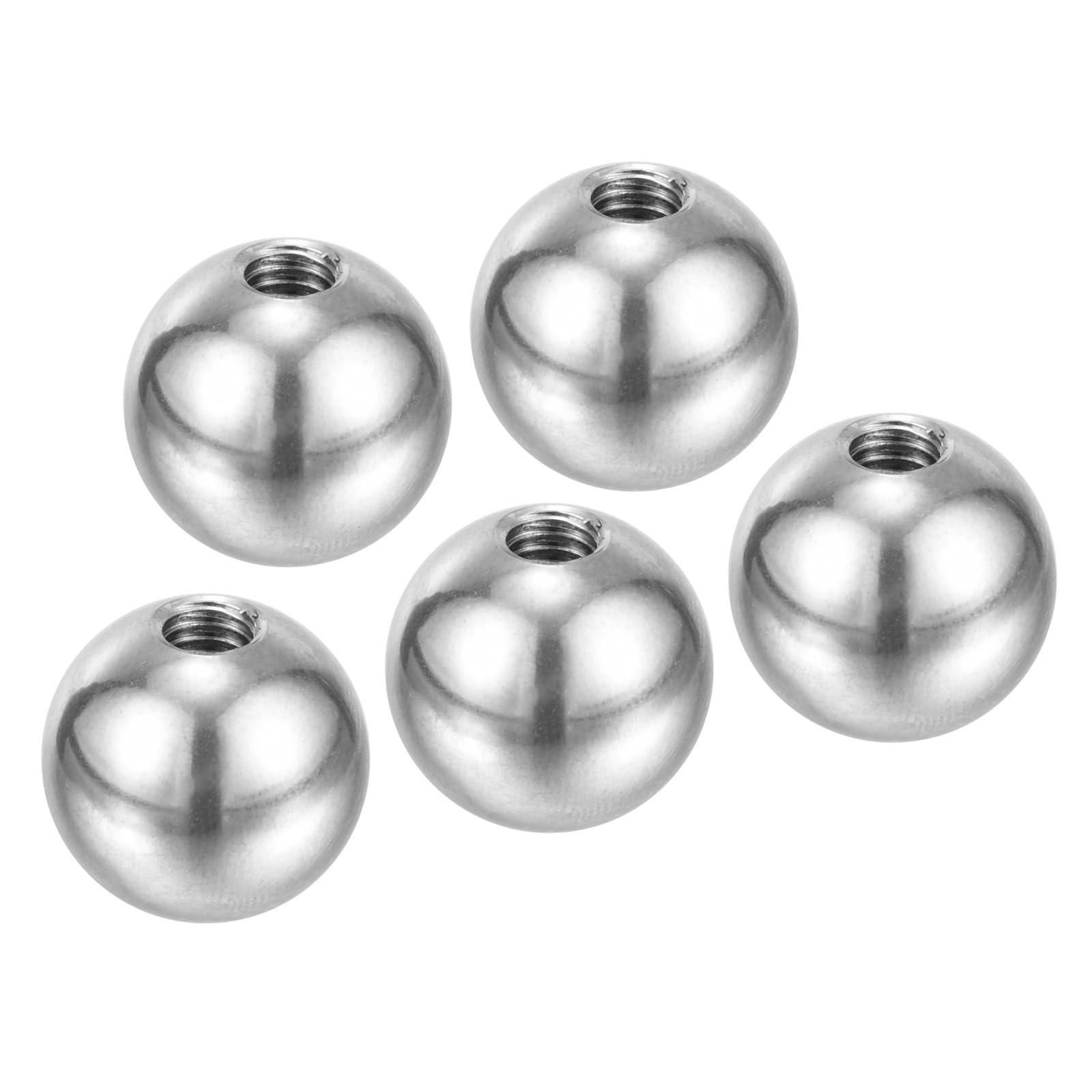 PATIKIL M6x20mm Ball Nuts Knob, 5 Pack Female Thread 304 Stainless Steel Round Blind Hole Screw Cap Cover for Lighting Machinery DIY Decoration, Silver