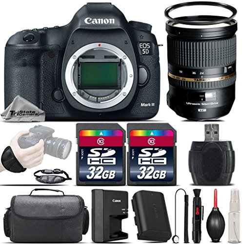 Canon EOS 5D Mark III DSLR Full Frame 22.3MP Camera + Tamron 24-70mm 2.8 VC Lens + 64GB Storage + Wrist Grip Strap + Case + UV Filter + Card Reader + Air Cleaner - International Version Canon EOS 5D Mark III DSLR Full Frame 22.3MP Camera + Tamron 24-70mm 2.8 VC Lens + 64GB Storage + Wrist Grip Strap + Case + UV Filter + Card Reader + Air Cleaner - International Version