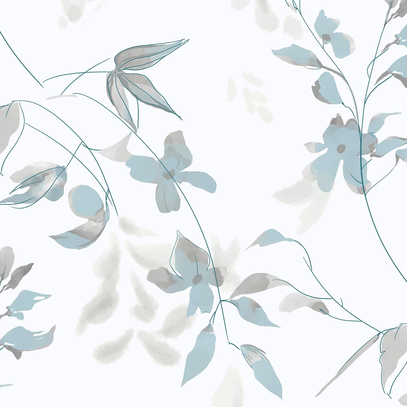 Photo 1 of HeloHo Peel and Stick Wallpaper Blue Floral Wallpaper Boho Removable Waterproof Wall Paper for Bathroom Bedroom Living Room Light Blue Flower Leaf Contact Paper for Cabinets Vinyl Roll 15.35" X 394"