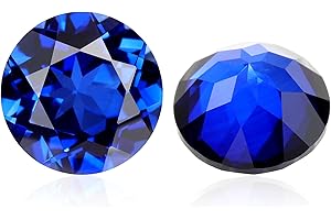 CHINALUSTER Royal Blue Synthetic Sapphire Loose Gemstone, Round Cut Corundum Stone for Jewelry Making (5mm- 11mm,1pc)
