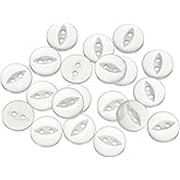 HARFINGTON 20pcs 20L White Round Sewing Buttons 12.5mm 1/2" Resin 2-Hole Fish Eye Craft Replacement Button for Craft Pants Dress Skirt Clothing Fastener Buttons