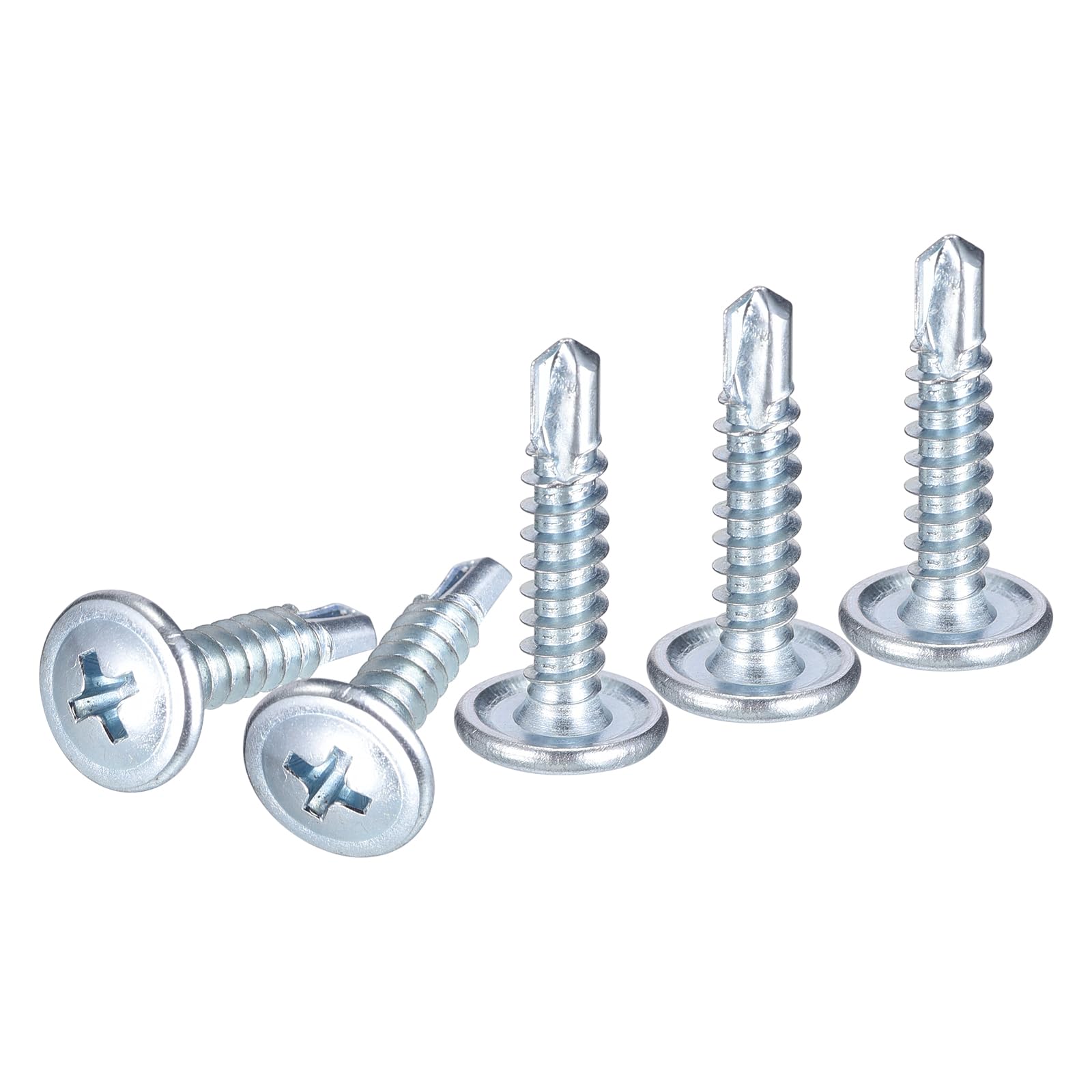 DTGN #8x3/4 Sheet Metal Screws - 120 Pack - for Wood, Furniture - Carbon Steel Phillips Round Head Washer Drill Tail Self Tapping Screws - Blue White