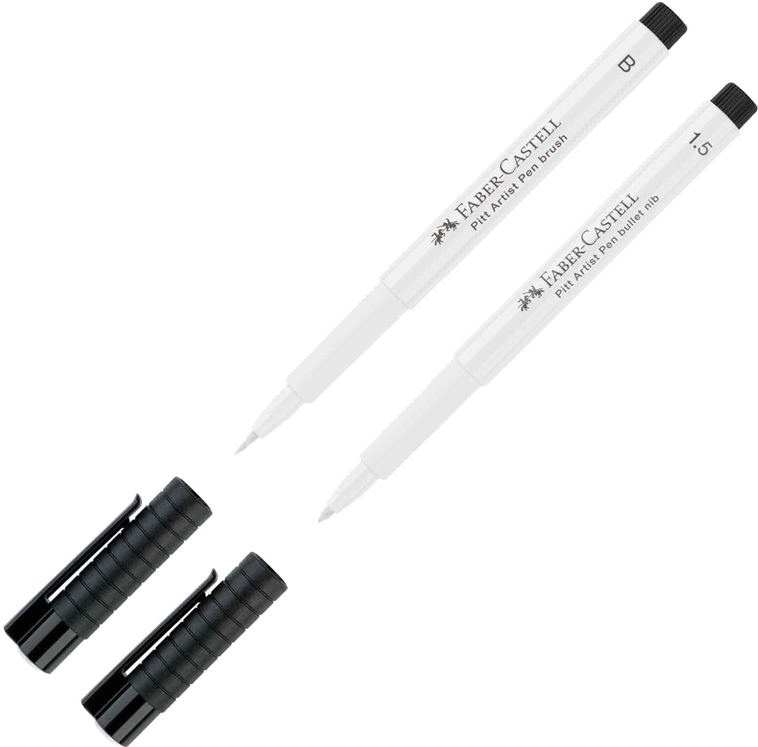 Faber-Castell 167893 Pitt Artist Pen with 1.5 mm Lead White, 1.5mm + B Pinselspitze