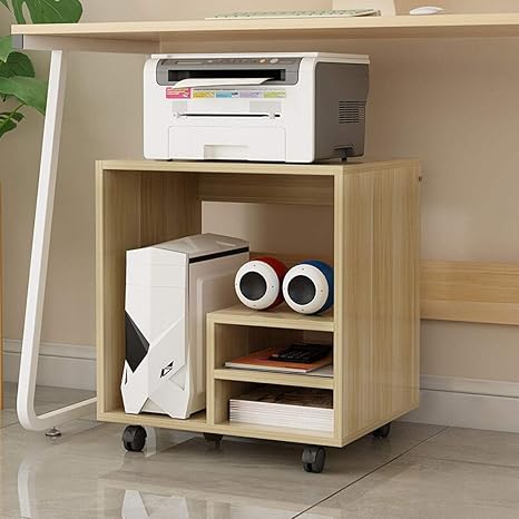 Amazon Co Jp モバイルプリンターカート オフィスレーザー多機能プリンタコピー機 スキャナシェルフロックキャスターホイールとアンダーザ 表cpu圧延スタンドラック多機能収納ラックスタンド デスクトッププリンタースタンド Color Natural ホーム キッチン