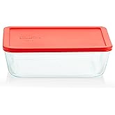 Pyrex Simply Store Glass Food Storage Container, Snug Fit Non-Toxic Plastic BPA-Free Lids, Freezer Dishwasher Microwave Safe,