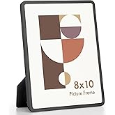 Axeman 8x10 Picture Frame-Metal Rounded Corner Frame 8x10, 8''x10''Photo Frame with Tempered Glass,Tabletop and Wall Display, One-Piece 8 By 10 Metal Picture Frame for images, Black