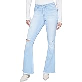 YMI Womens YMI Womens Jeans High-Rise Flare Jean with Frayed Hem - Long Inseam