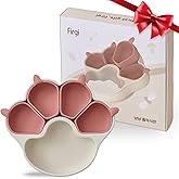 Firgi MEOW Dry Rose Divided Silicone Toddler Suction Plates Non-Slip Silicon Plate for Baby Led Weaning Supplies BPA Free Travel Non-Toxic Kids Tray with Suction