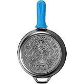 Lodge Seasoned Cast Iron Sugar Skull Skillet with Handle Holder Black 10.25 Inch