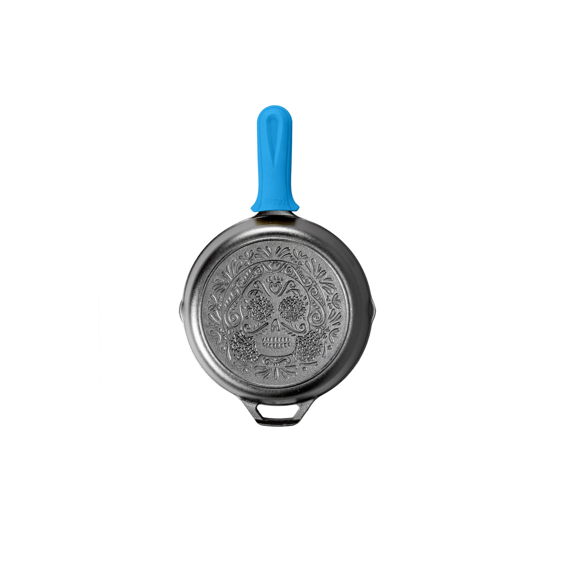 Photo 1 of Lodge Seasoned Cast Iron Sugar Skull Skillet with Handle Holder Black 10.25 Inch