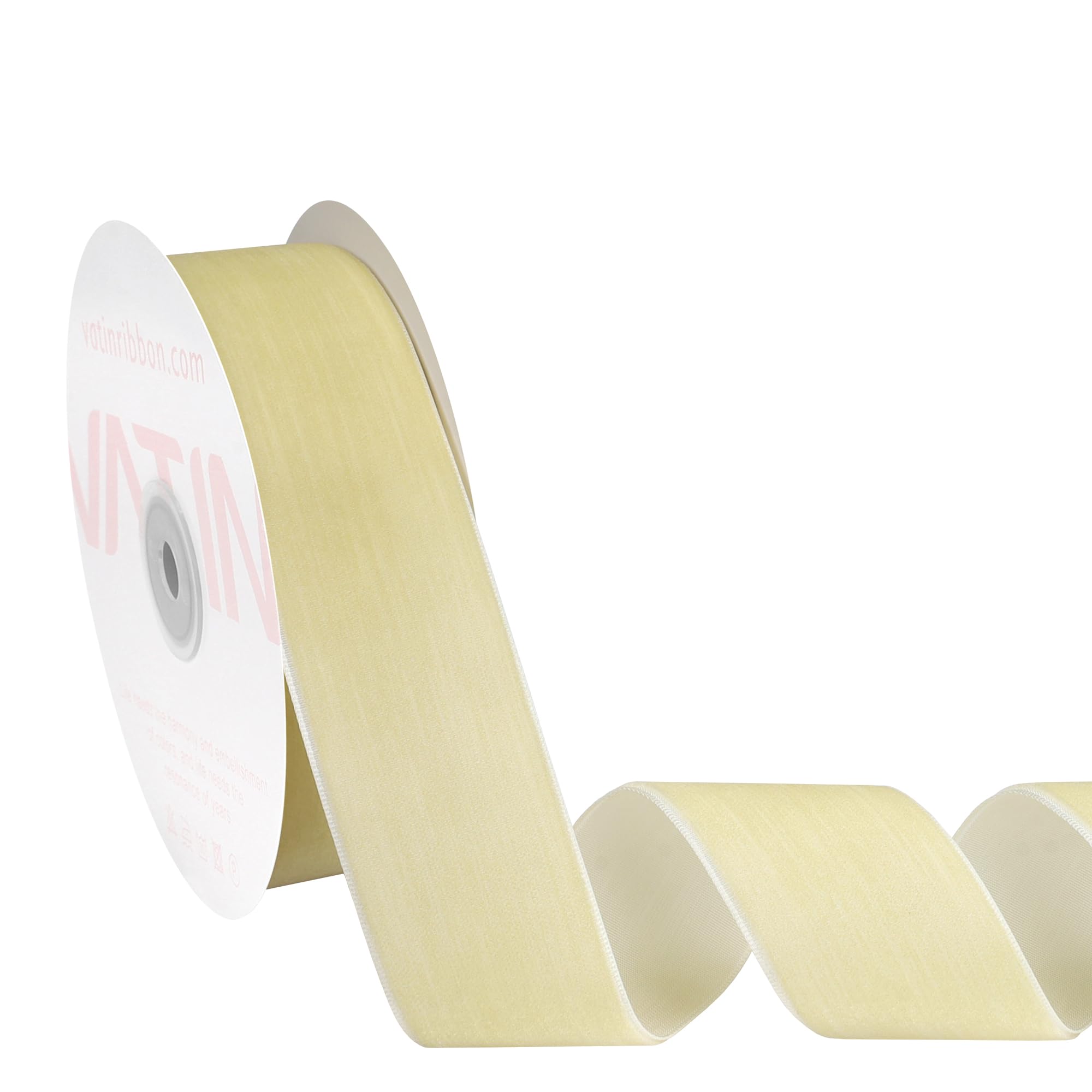 VATIN 38mm Wide Nylon Woven Vintage Cream Velvet Ribbons by 9 Metres Spool, Black, Perfect use for Choker, Gift Wrapping, Floral Bouquets, Hair Bows