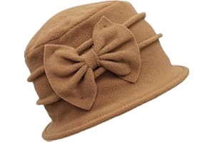 HUNTERBEE Womens Bell Beret Hat French Vintage Floral Fleece Cloche hat Classic Winter 1920s Bucket Hat
