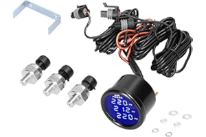 WEYTOLL Triple Display Air Pressure Guage LED Digital Air Suspension Gauge 0-220PSI with 3pcs 1/8NPT Sensors