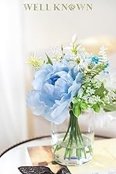 WELL KNOWN Artificial Flowers in Glass Vase with