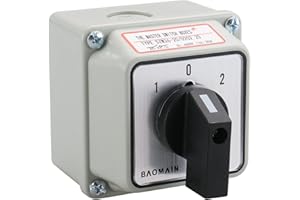 Baomain Universal Rotary Changeover Switch SZW26-20/D202.2D-S with Small Master Switch Exterior Box 660V 20A 3 Position 2 Phase (2.6"x2.6"x3.35")