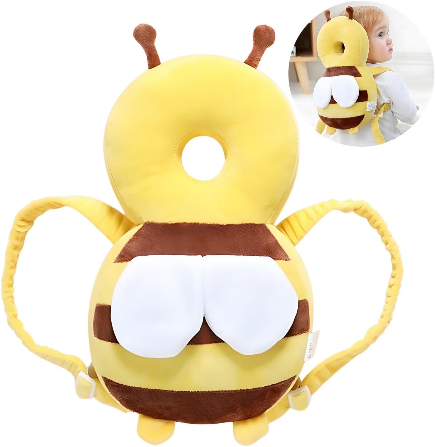 PandaEar Baby Head Protection Backpack, Adjustable Toddler Walking Head Protector Pad Safety Cushion (Yellow)