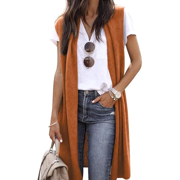 ZXZY Sleeveless Cardigans for Women Cozy Trendy Open Front Sweater