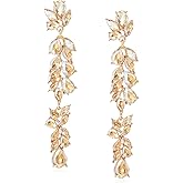 Moiegouct Long Rhinestone Dangle Earrings Sparkly Crystal Teardrop Dangling Earrings for Women Wedding Brides Prom Jewelry