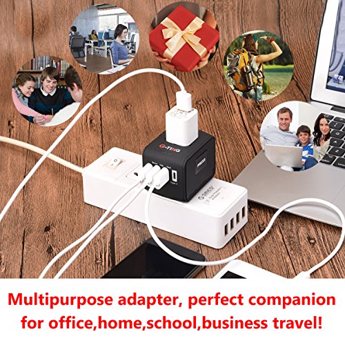 Universal Travel Charger Adapter, G-TING International All-in-one USB Travel Cube Power Adapter Plug for UK/EU/US/AU about 150 Countries, European Adapters, Worldwide Wall Charger AC Socket with U - Thumbnail 6